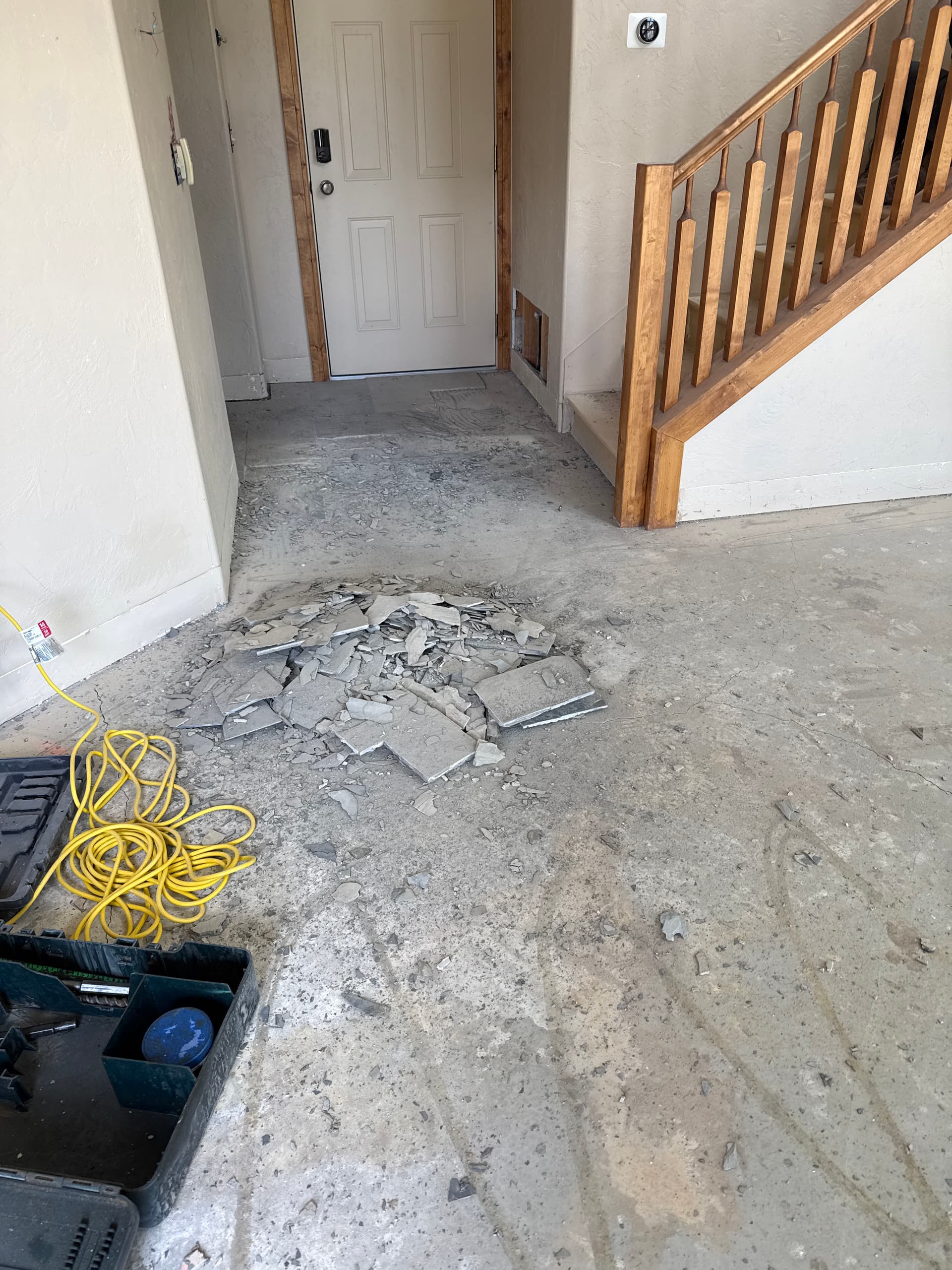 Demo Day - Old Tile and Carpet Out, New Floors Coming In